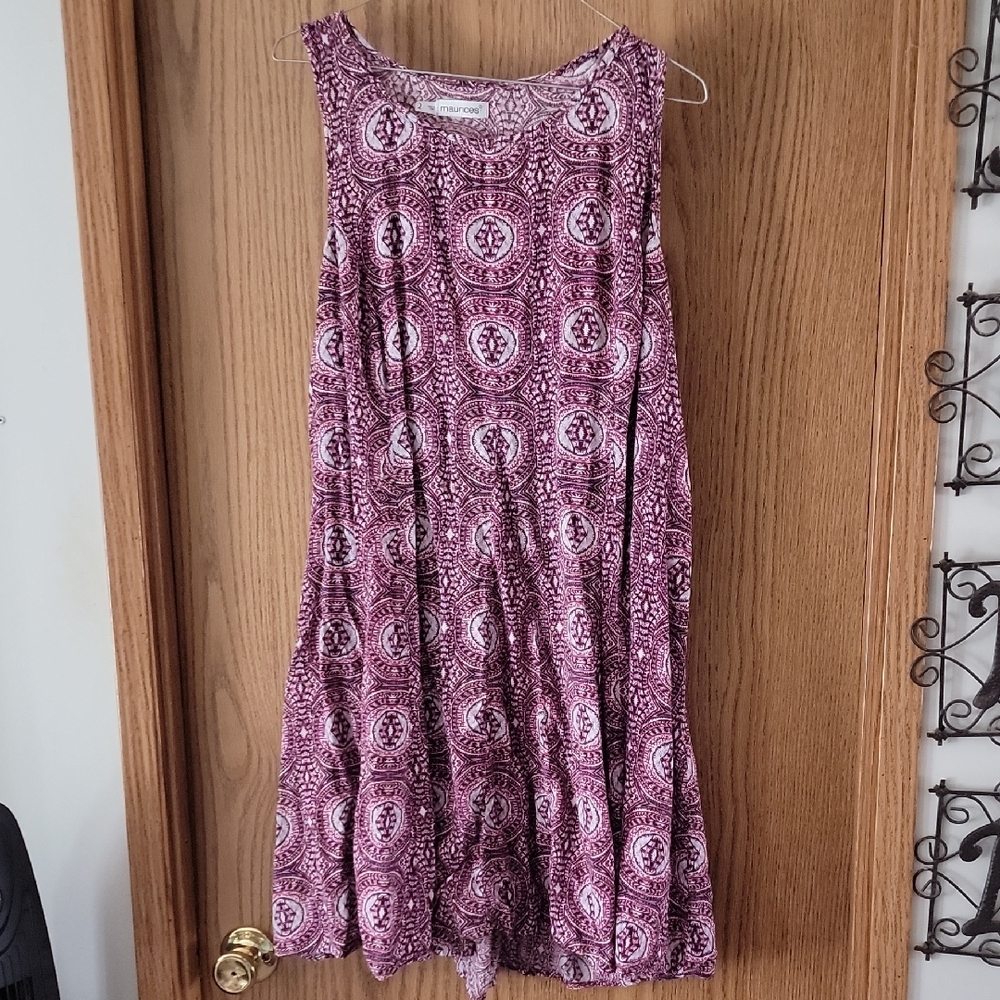 Sleeveless Purple Patterned Dress